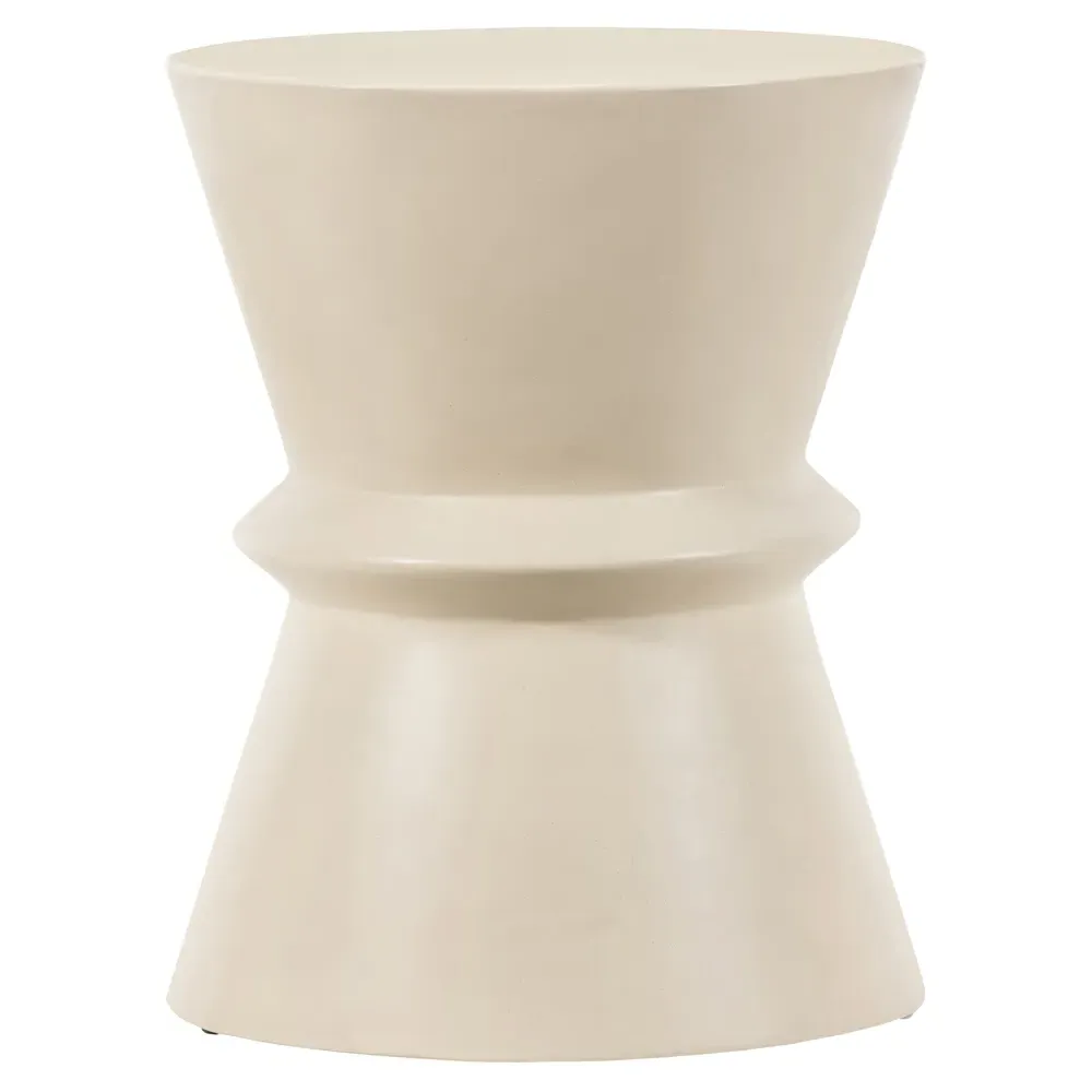 Helio Hourglass Round End Table - White, Concrete image