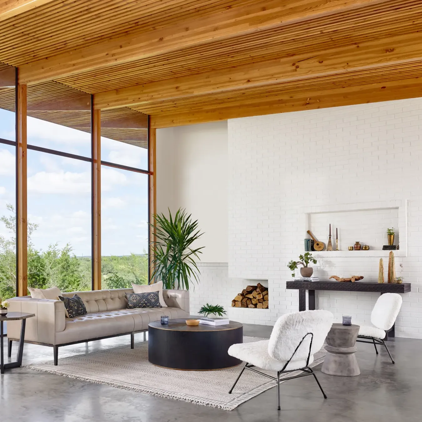 Helio Hourglass Side Table - Dark Grey, Concrete