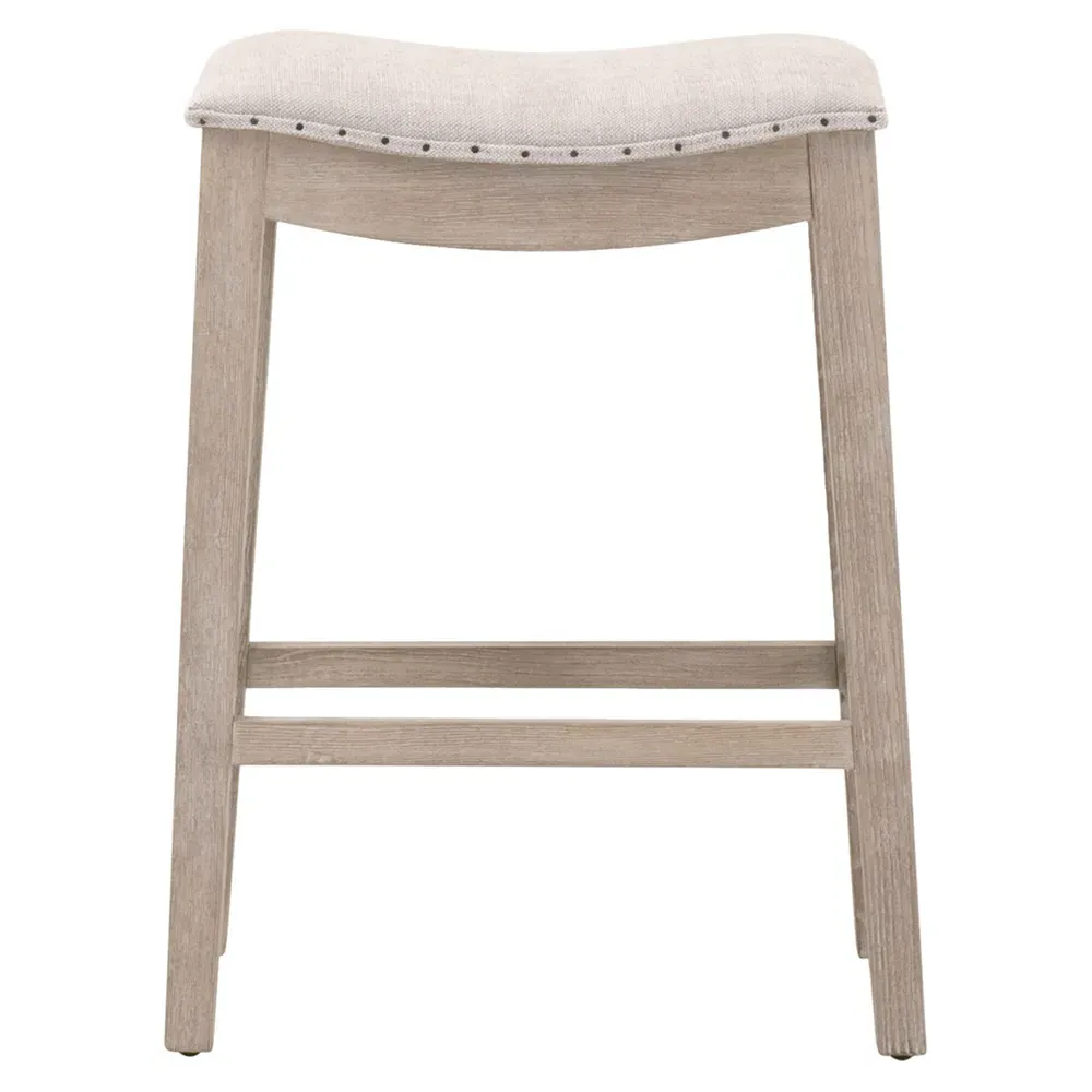 Hendrick Counter Stool with Nailhead Trim - Beige, Ash Wood image