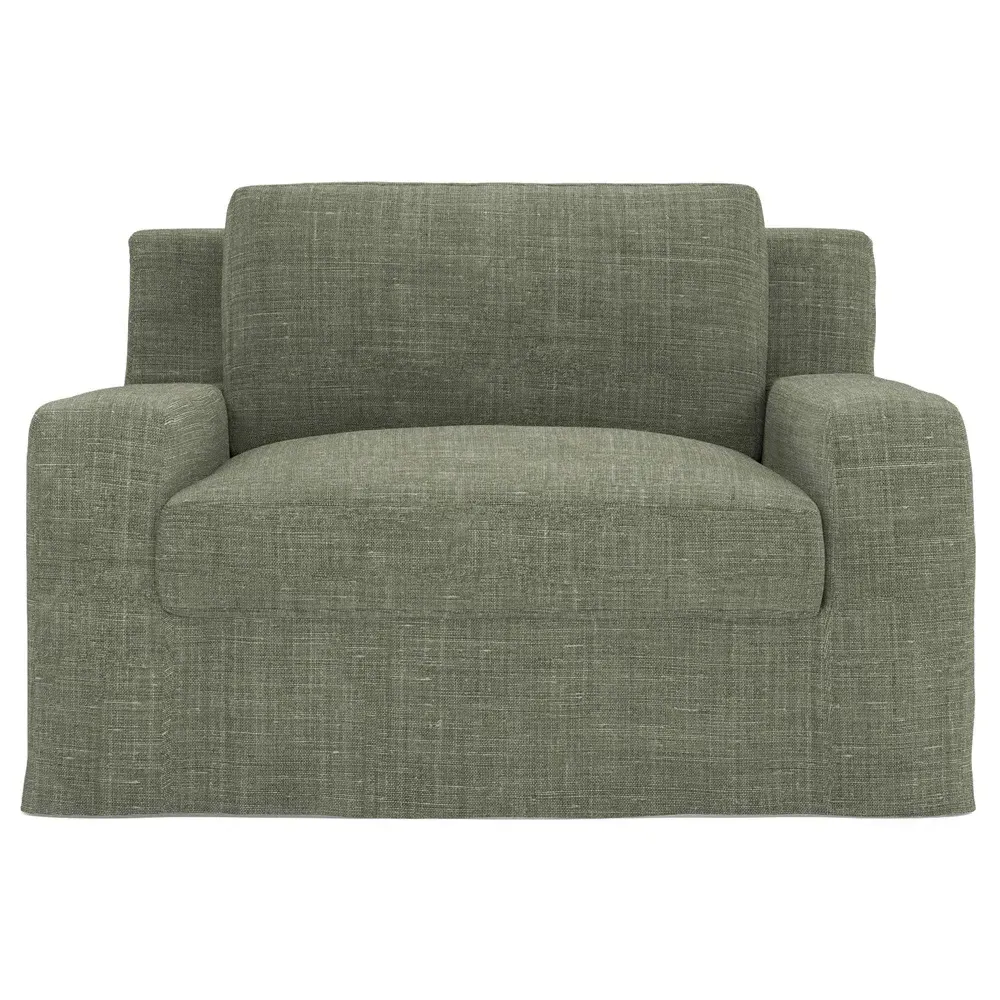 Henri Slipcovered Chair and a Half - Moss