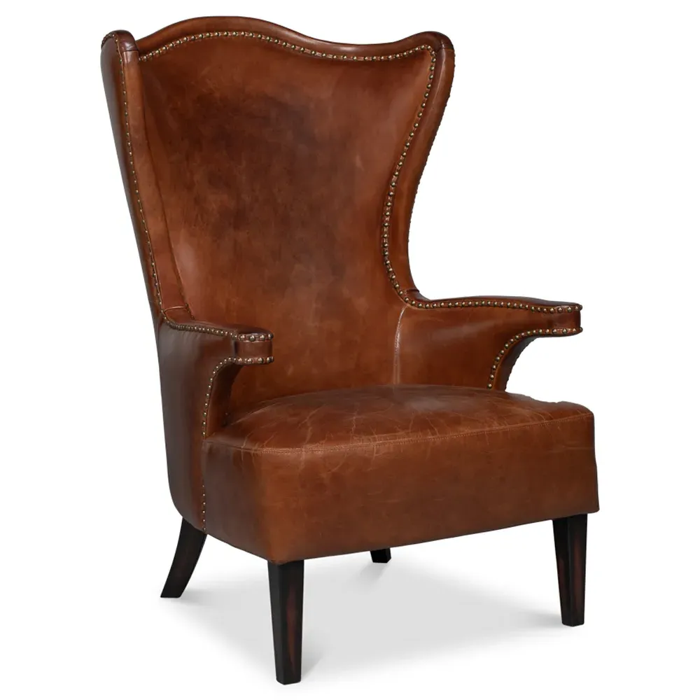 Henrik Wing Chair - Brown, Leather