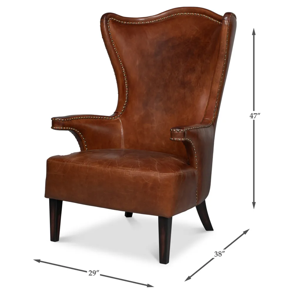 Henrik Wing Chair - Brown, Leather