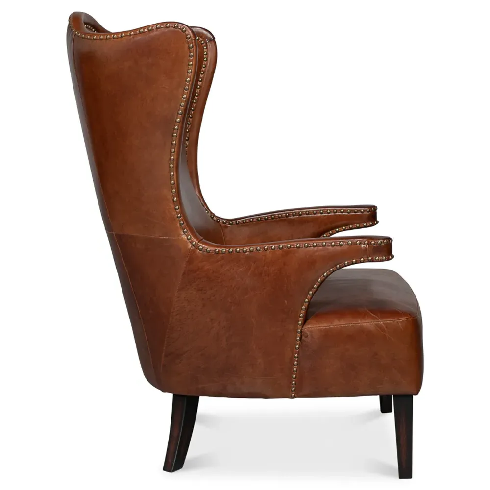 Henrik Wing Chair - Brown, Leather