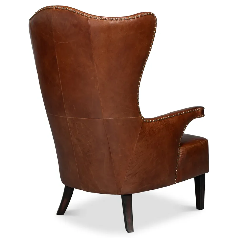 Henrik Wing Chair - Brown, Leather