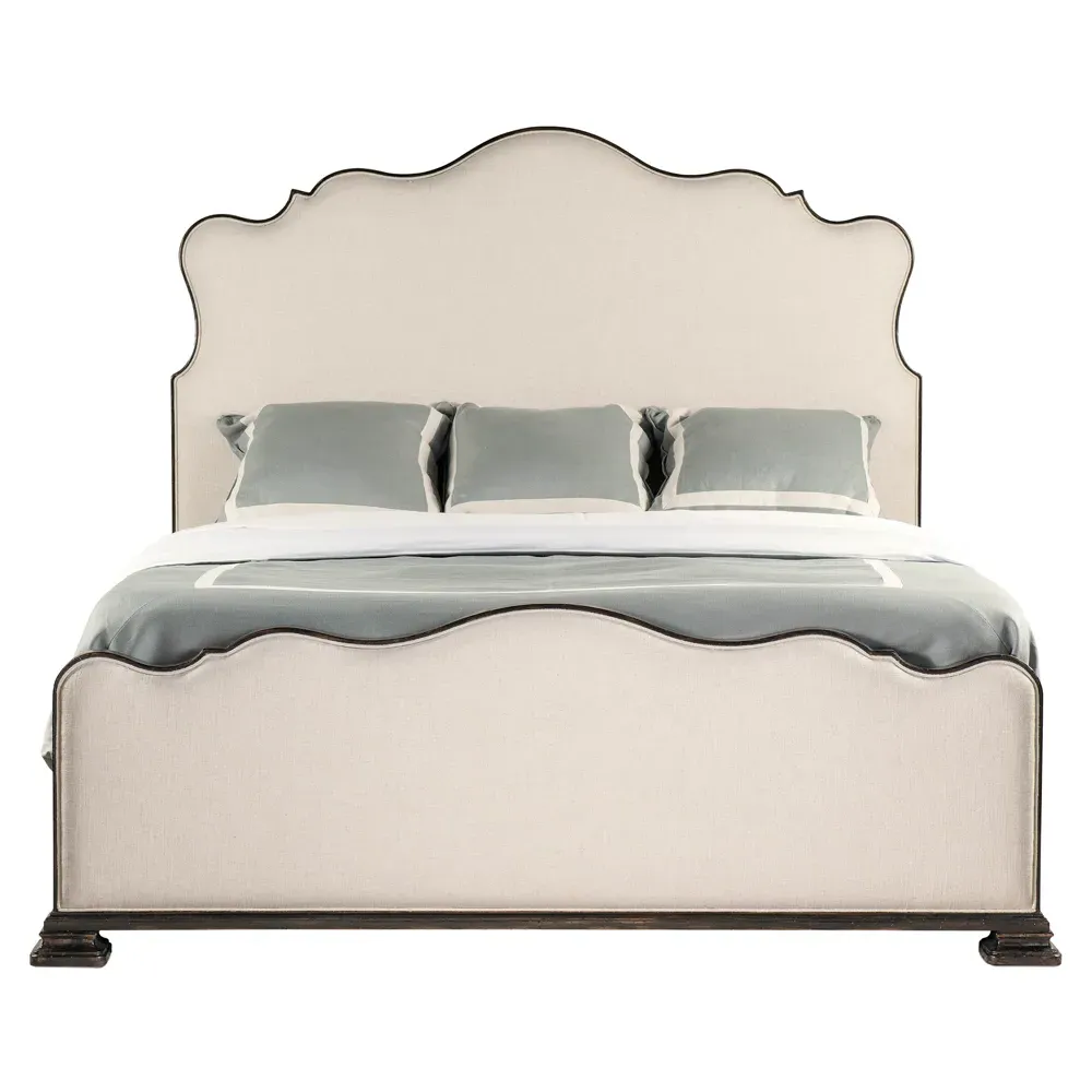 Henry King Size Bed Frame - Beige, Cherry