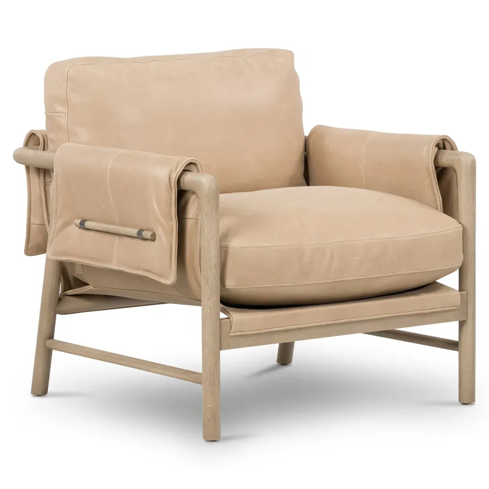 Henry Rustic Lodge Arm Chair - Brown, Leather