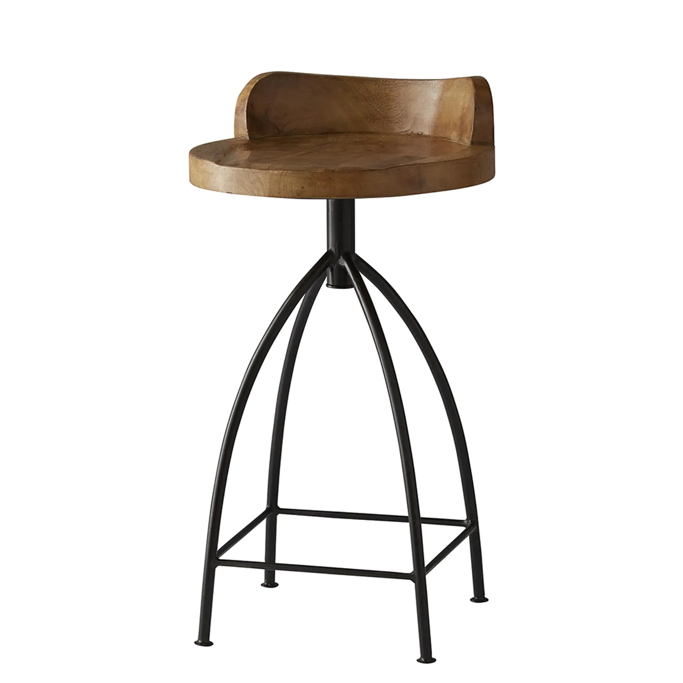 Henson Swivel Counter Stool - Brown, Mango Wood