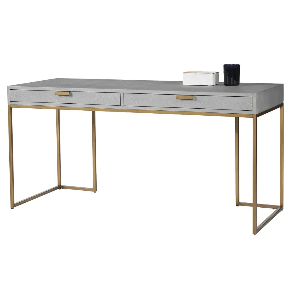 Heol Shagreen Desk - Grey, Bonded Leather image