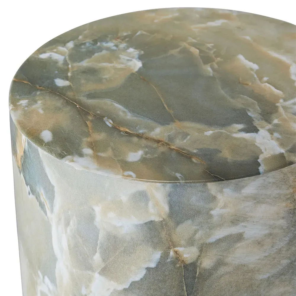 Herbie Round Drum Accent Table - Jade, Faux Marble