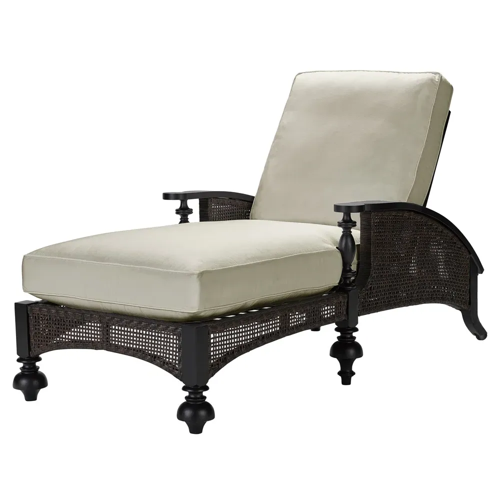 Hermine Adjustable Outdoor Chaise Lounge - Beige, Aluminum