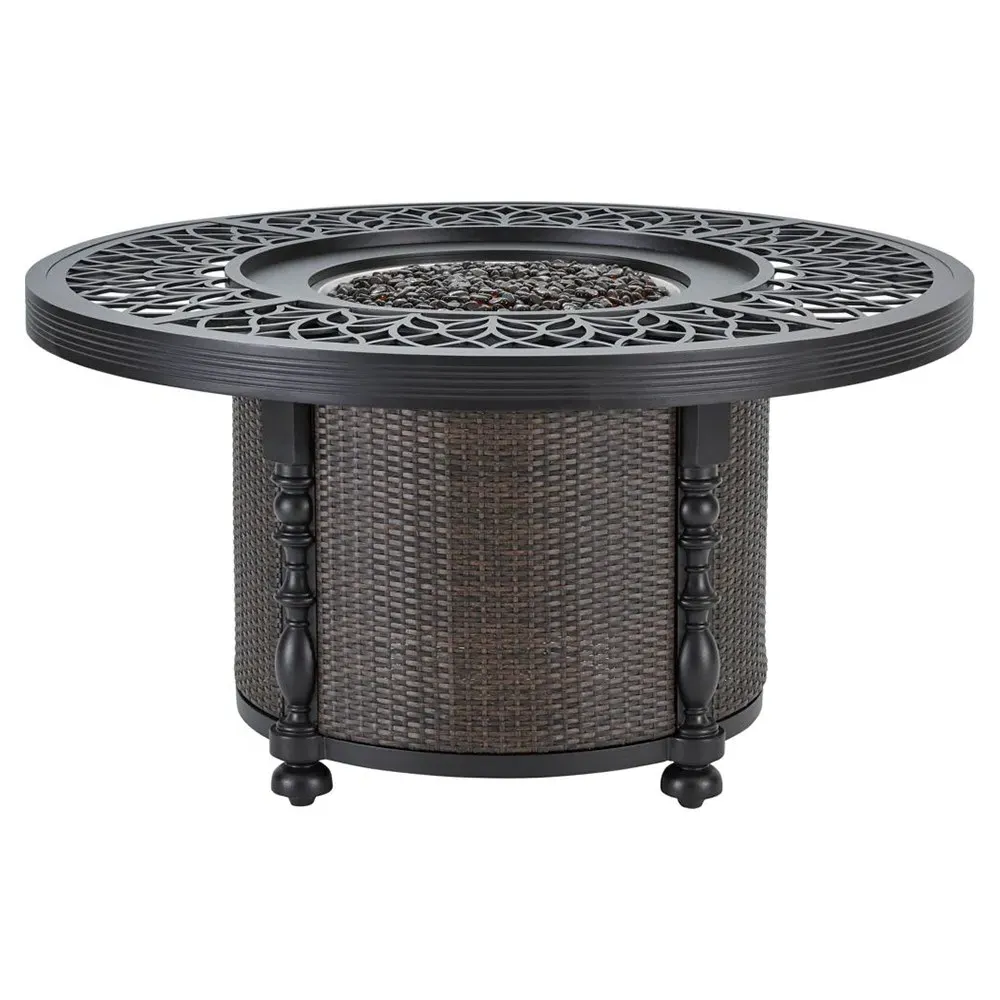 Hermine Fire Pit Table - Black, Aluminum