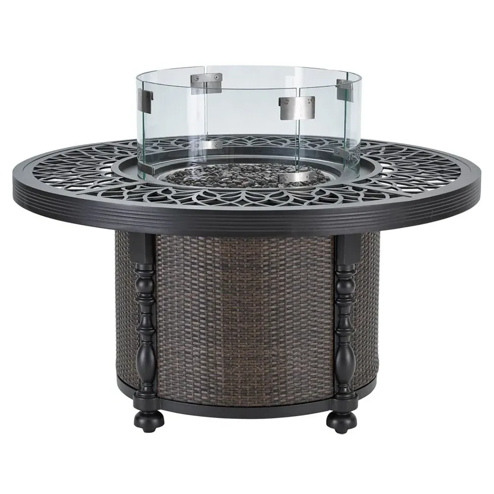 Hermine Fire Pit Table - Black, Aluminum