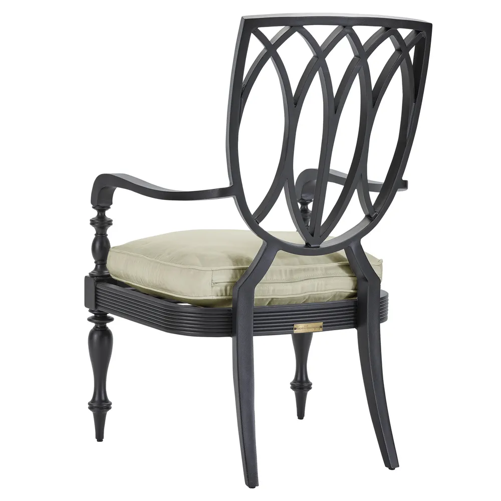 Hermine Outdoor Dining Arm Chair - Beige, Aluminum