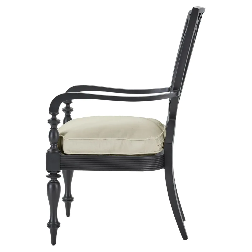 Hermine Outdoor Dining Arm Chair - Beige, Aluminum