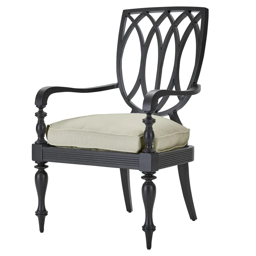 Hermine Outdoor Dining Arm Chair - Beige, Aluminum