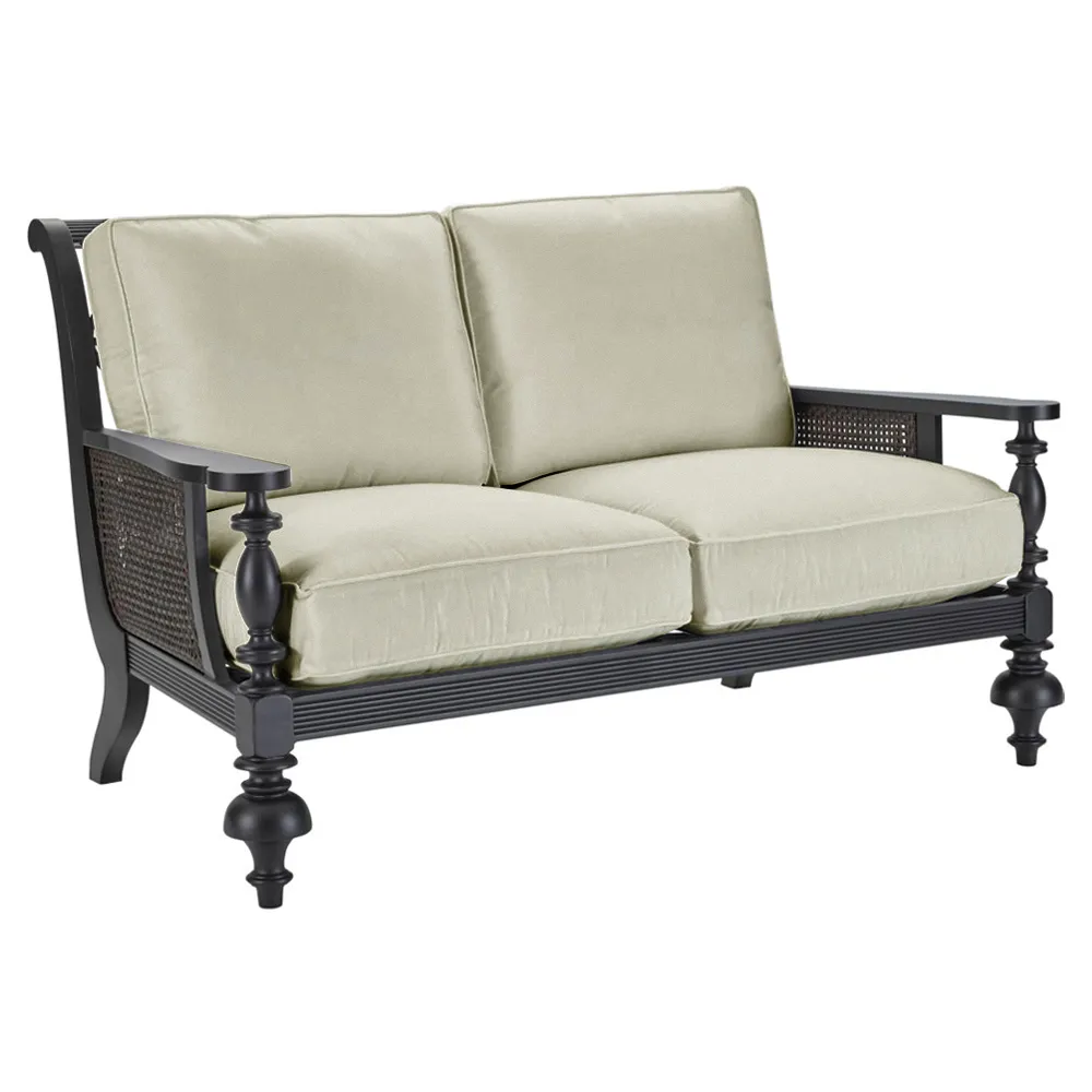 Hermine Outdoor Loveseat - Beige, Aluminum