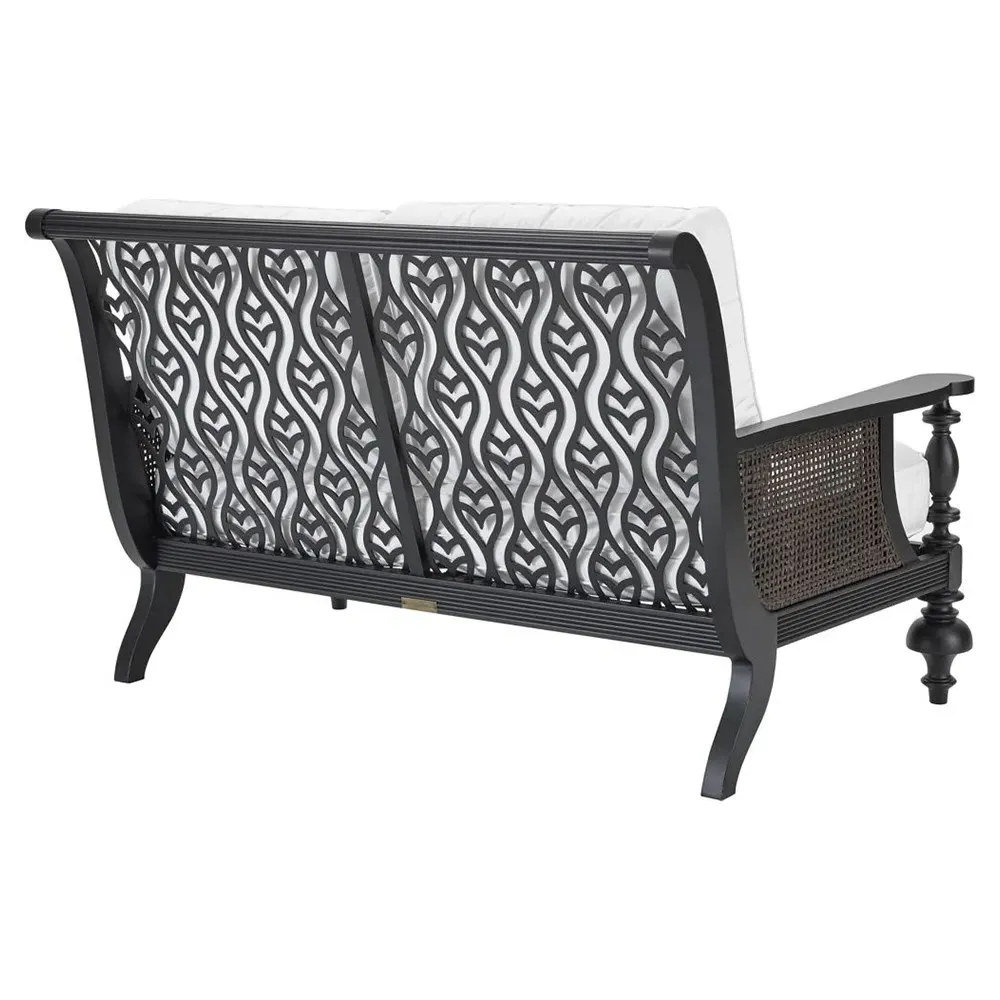 Hermine Outdoor Loveseat - White, Aluminum