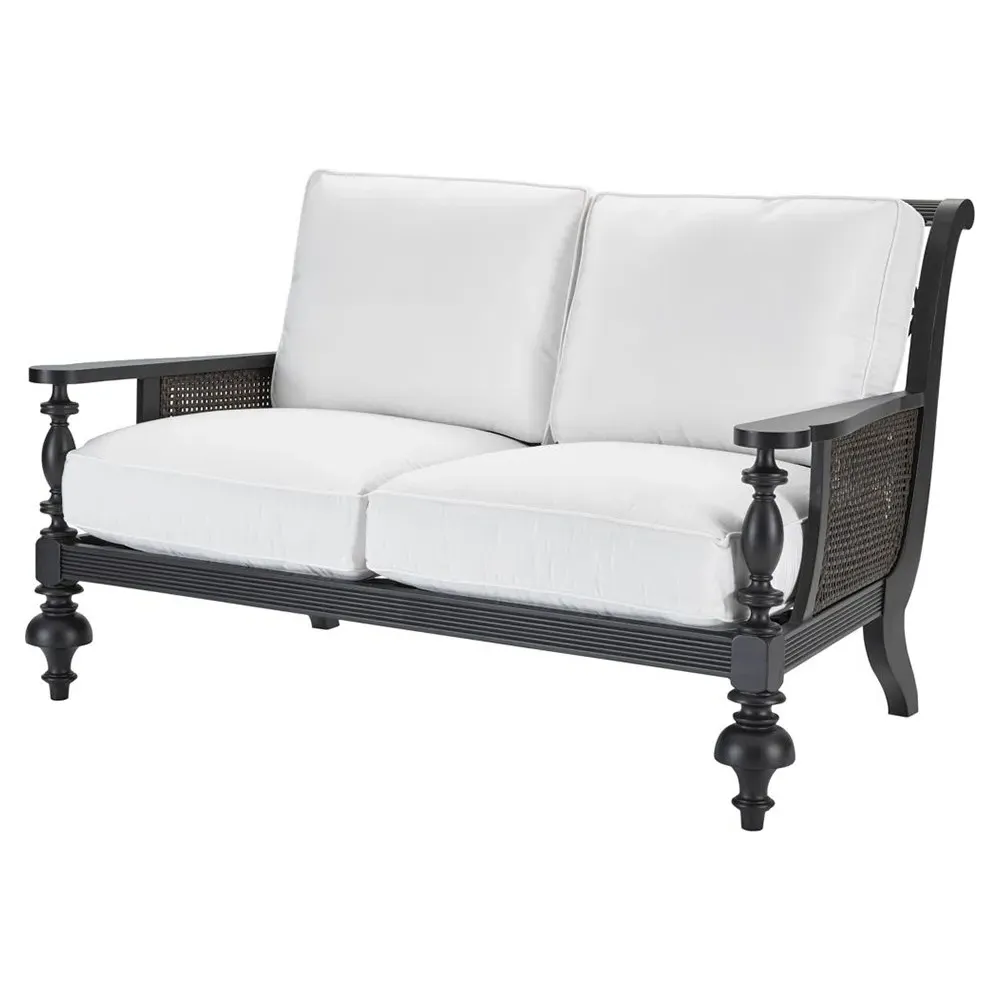 Hermine Outdoor Loveseat - White, Aluminum