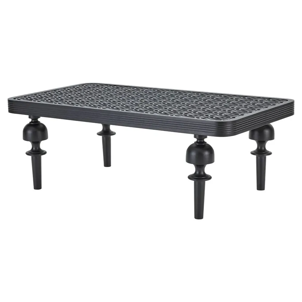 Hermine Rectangular Coffee Table - Black, Aluminum