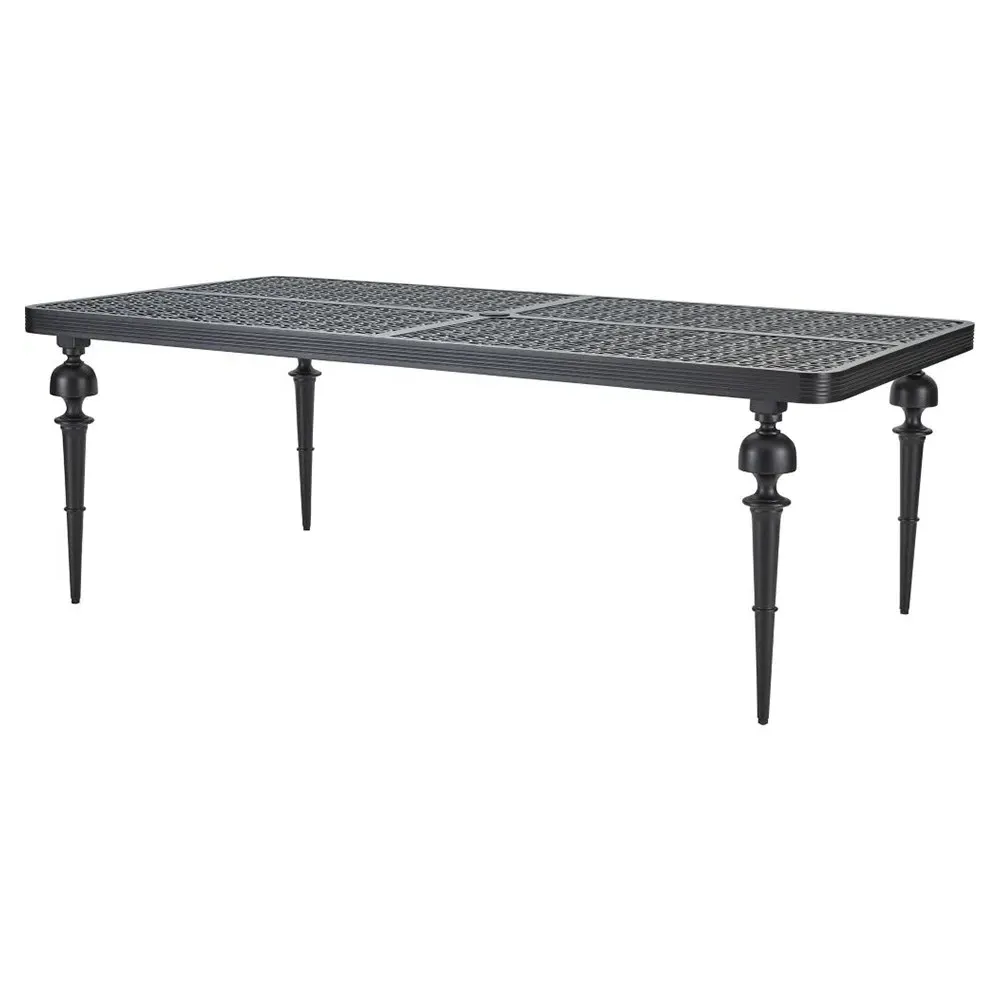 Hermine Rectangular Dining Table - Black, Aluminum