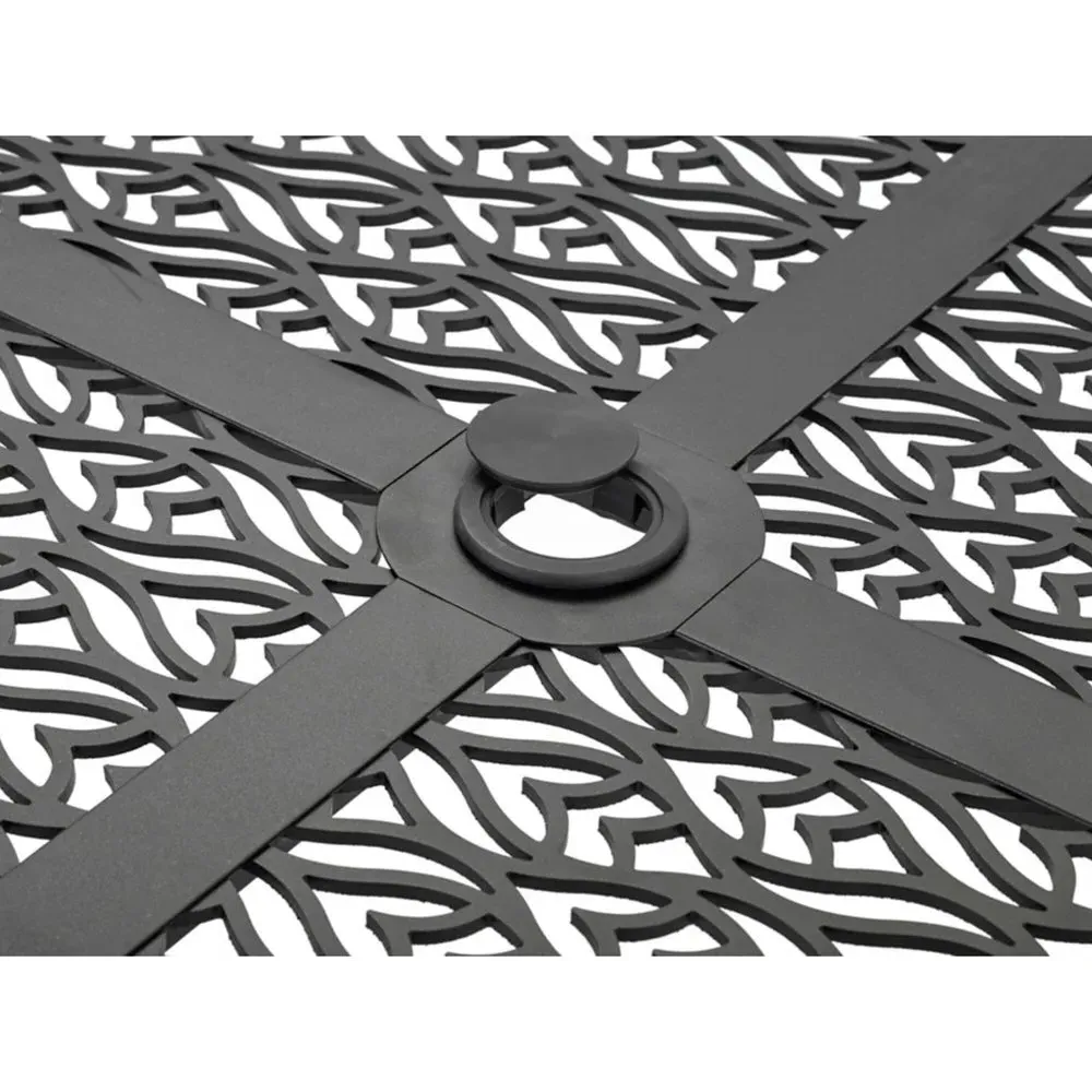 Hermine Rectangular Dining Table - Black, Aluminum