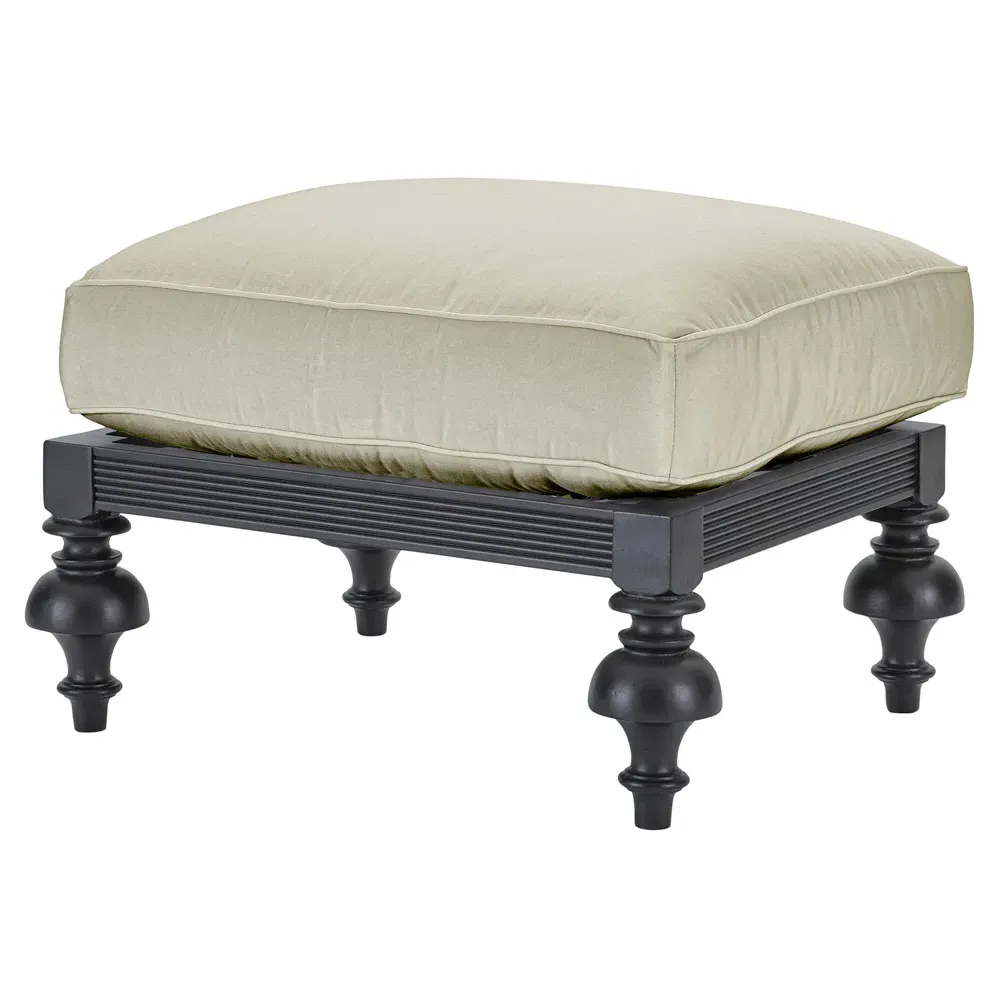 Hermine Rectangular Outdoor Ottoman - Beige, Aluminum