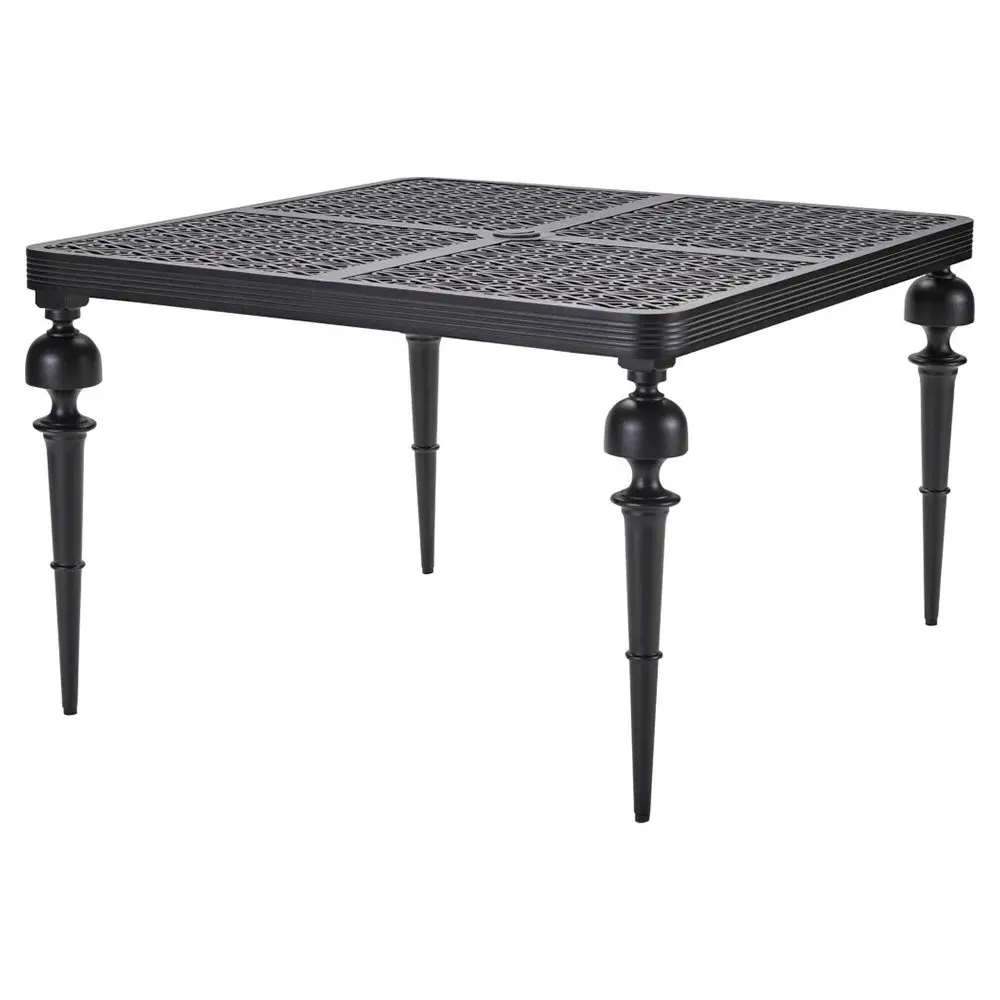 Hermine Square Outdoor Dining Table - Black, Aluminum
