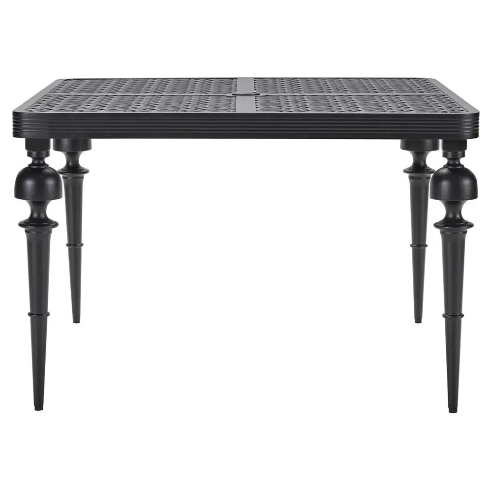 Hermine Square Outdoor Dining Table - Black, Aluminum
