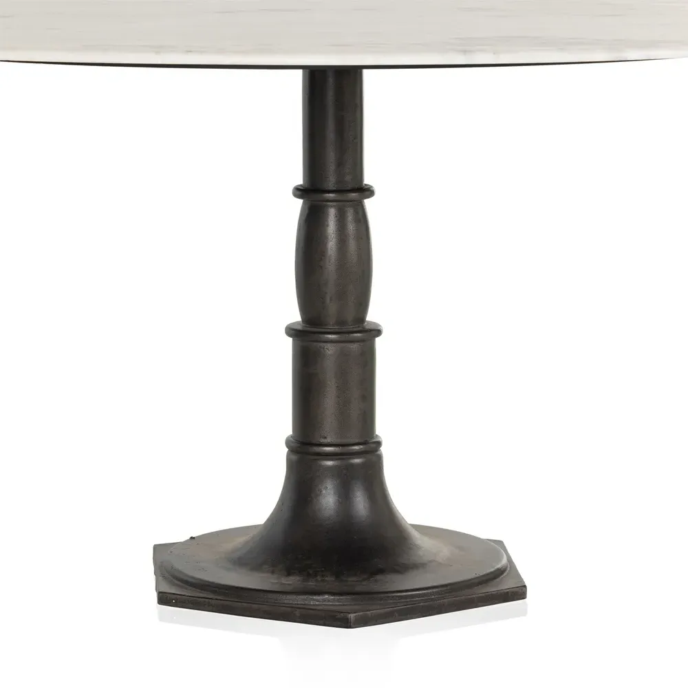 Hervey Round Dining Table - White, Marble