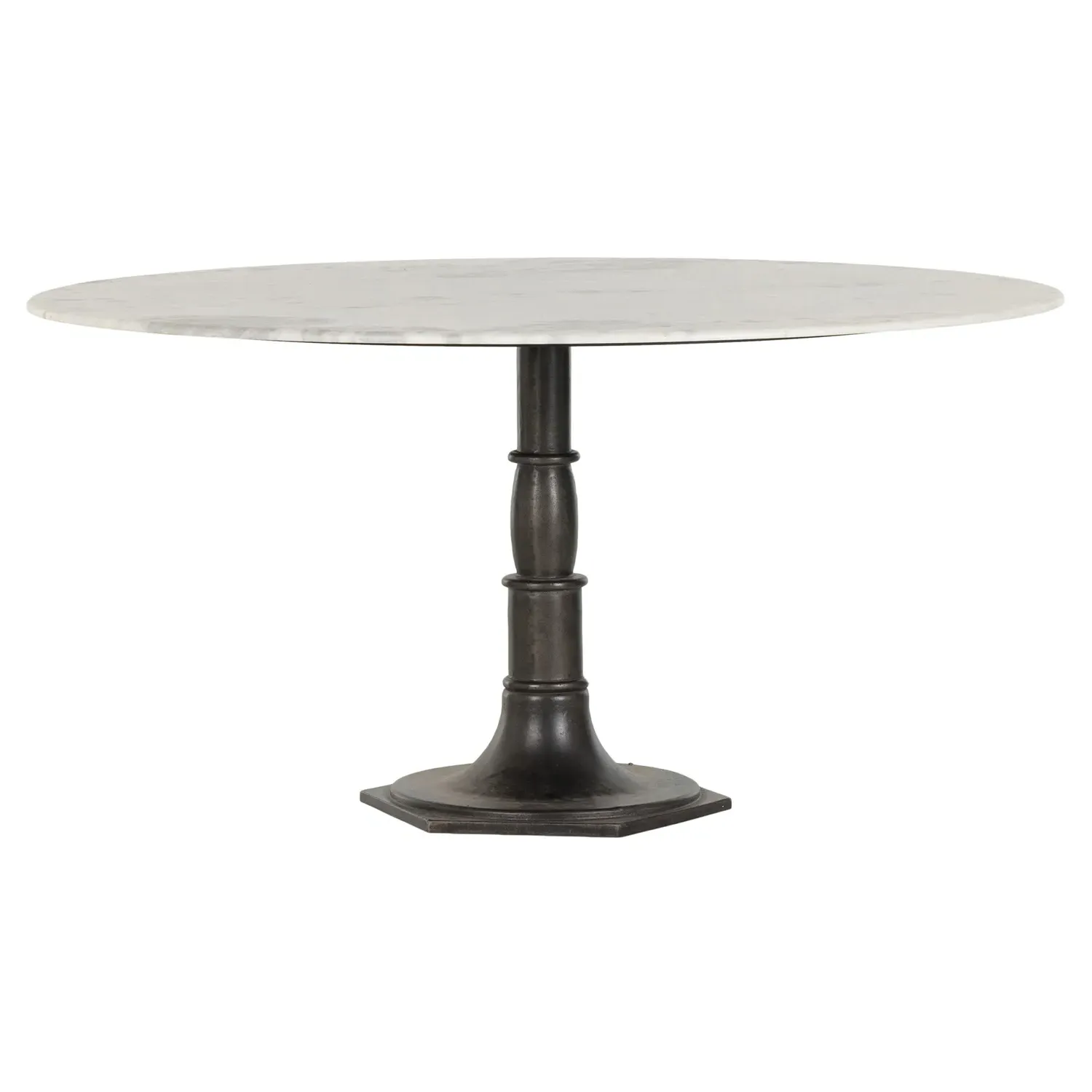 Hervey Round Dining Table - White, Marble