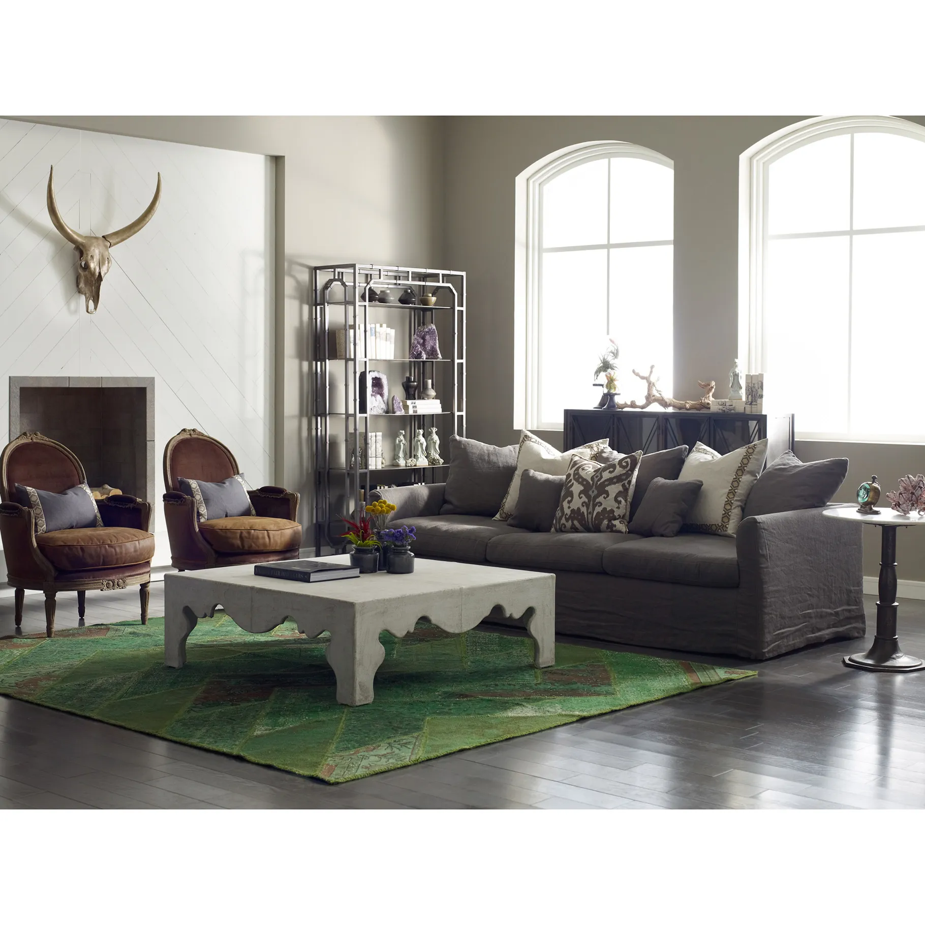 Hervey Round Side Table - White, Marble