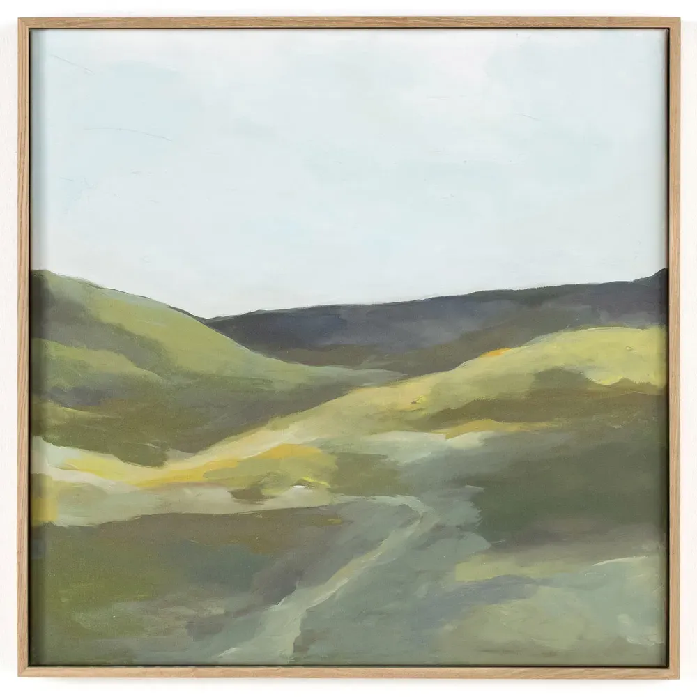 Highlands Diptych Painting - Green, Oak Canvas