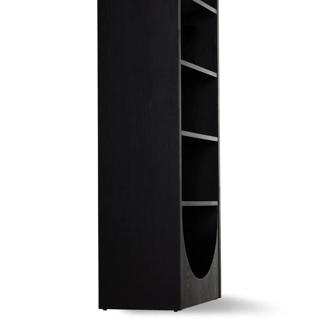 Hilary Arched Bookcase with Cane Panel - Black, Oak