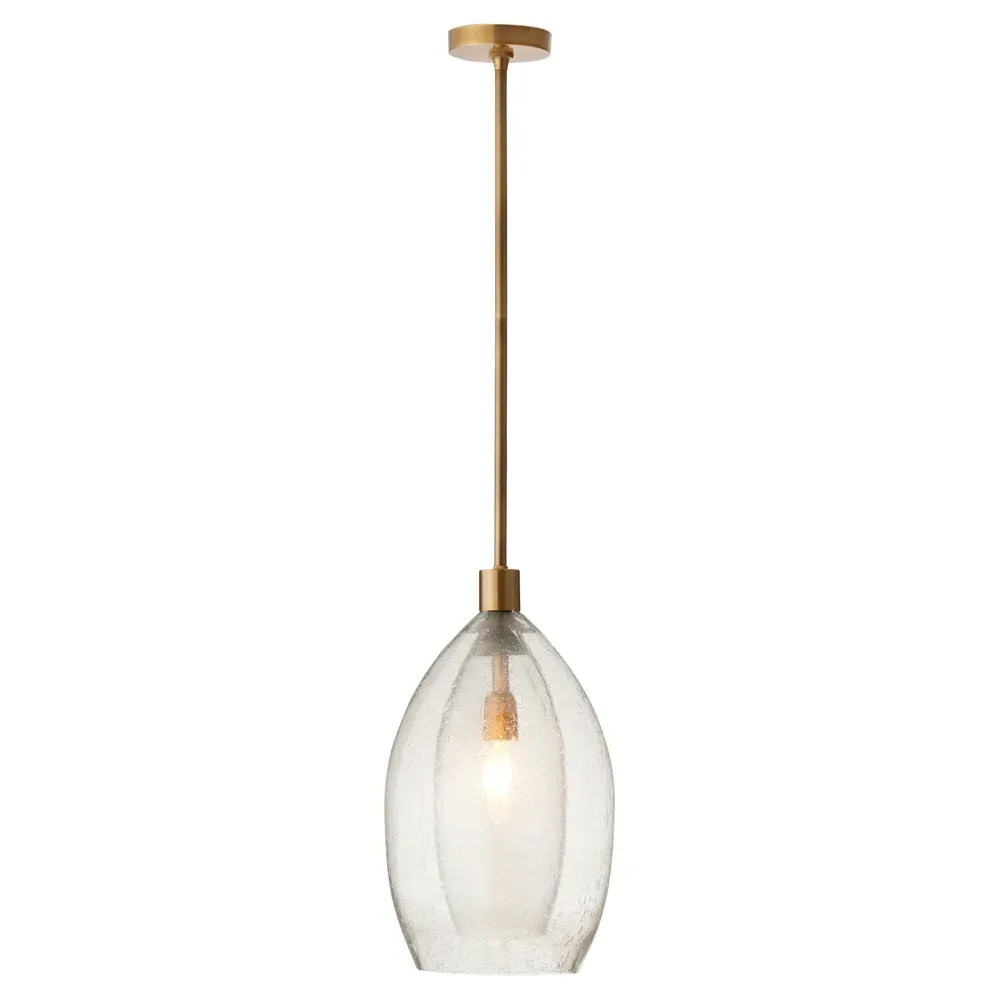 Hilary Glass Pendant Light - Clear, Brass