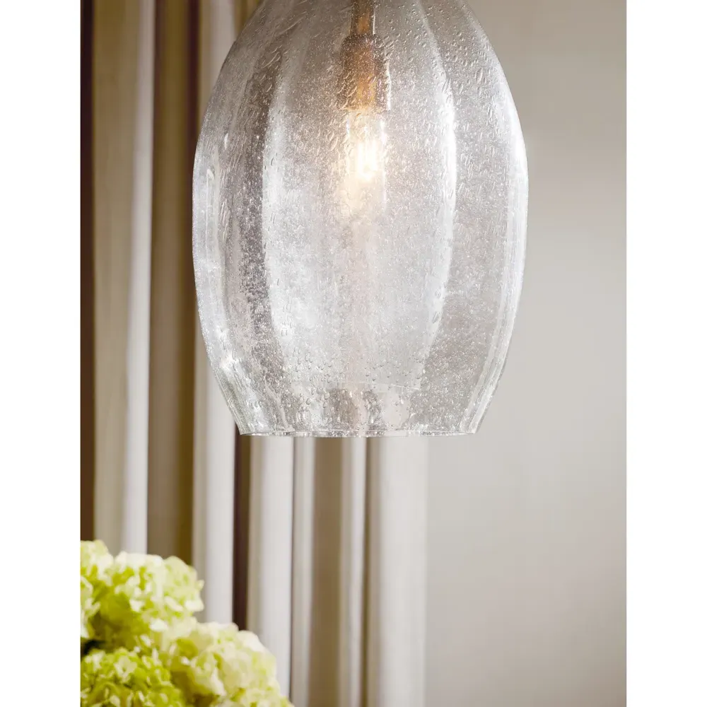 Hilary Glass Pendant Light - Clear, Brass