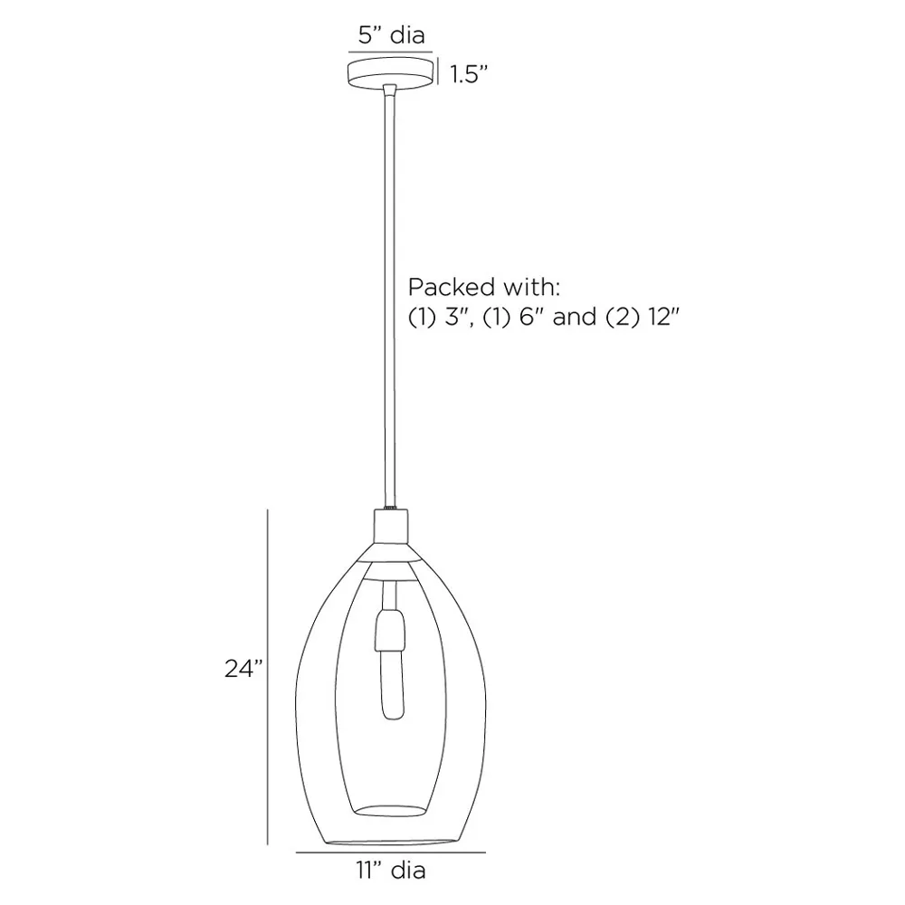 Hilary Glass Pendant Light - Clear, Brass