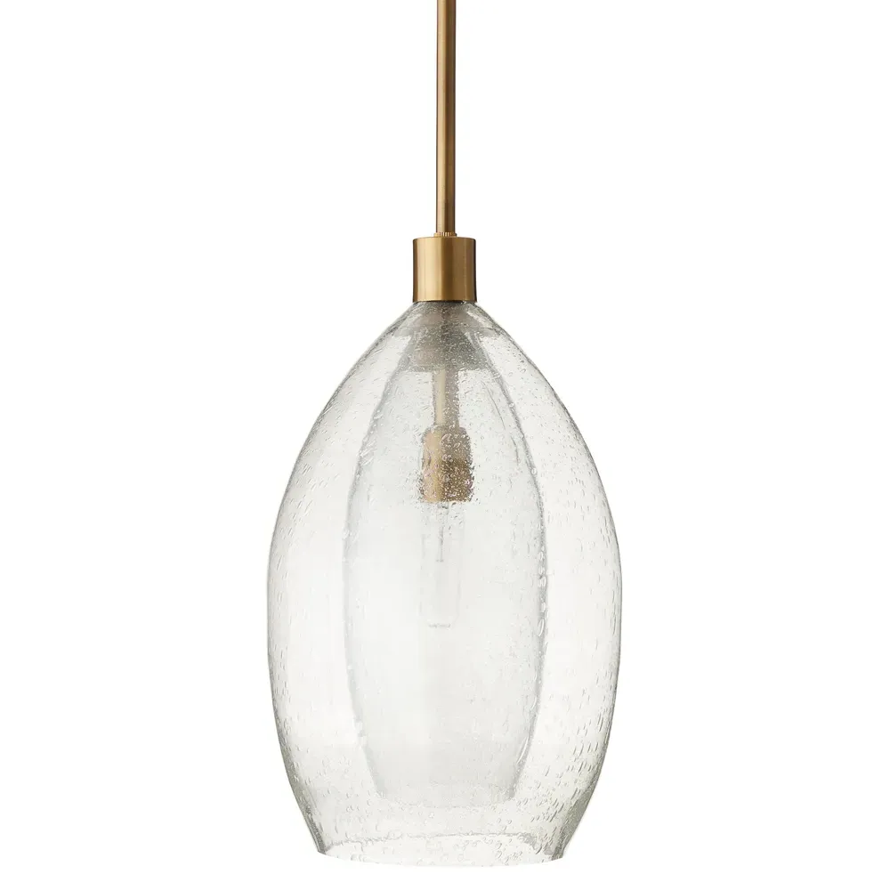 Hilary Glass Pendant Light - Clear, Brass