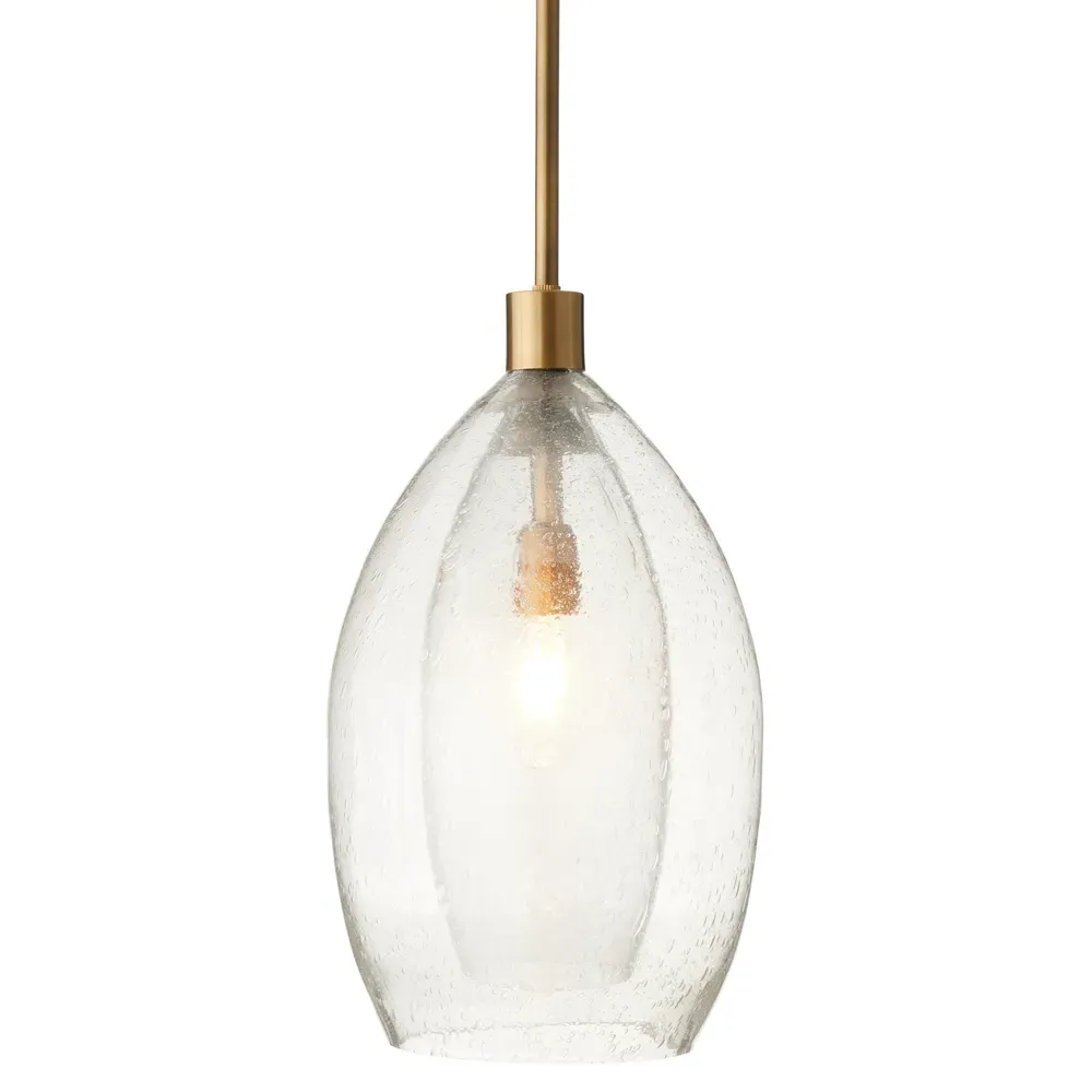 Hilary Glass Pendant Light - Clear, Brass