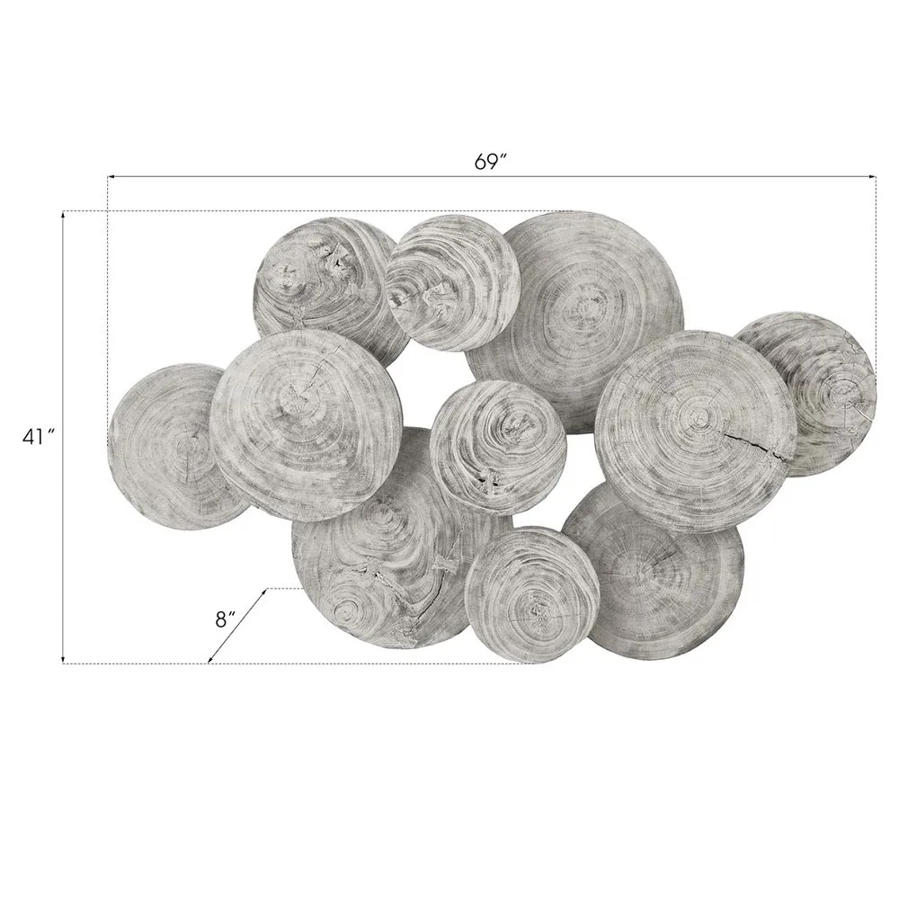 Hilda Large Wall Sculpture - Grey, Mango Wood