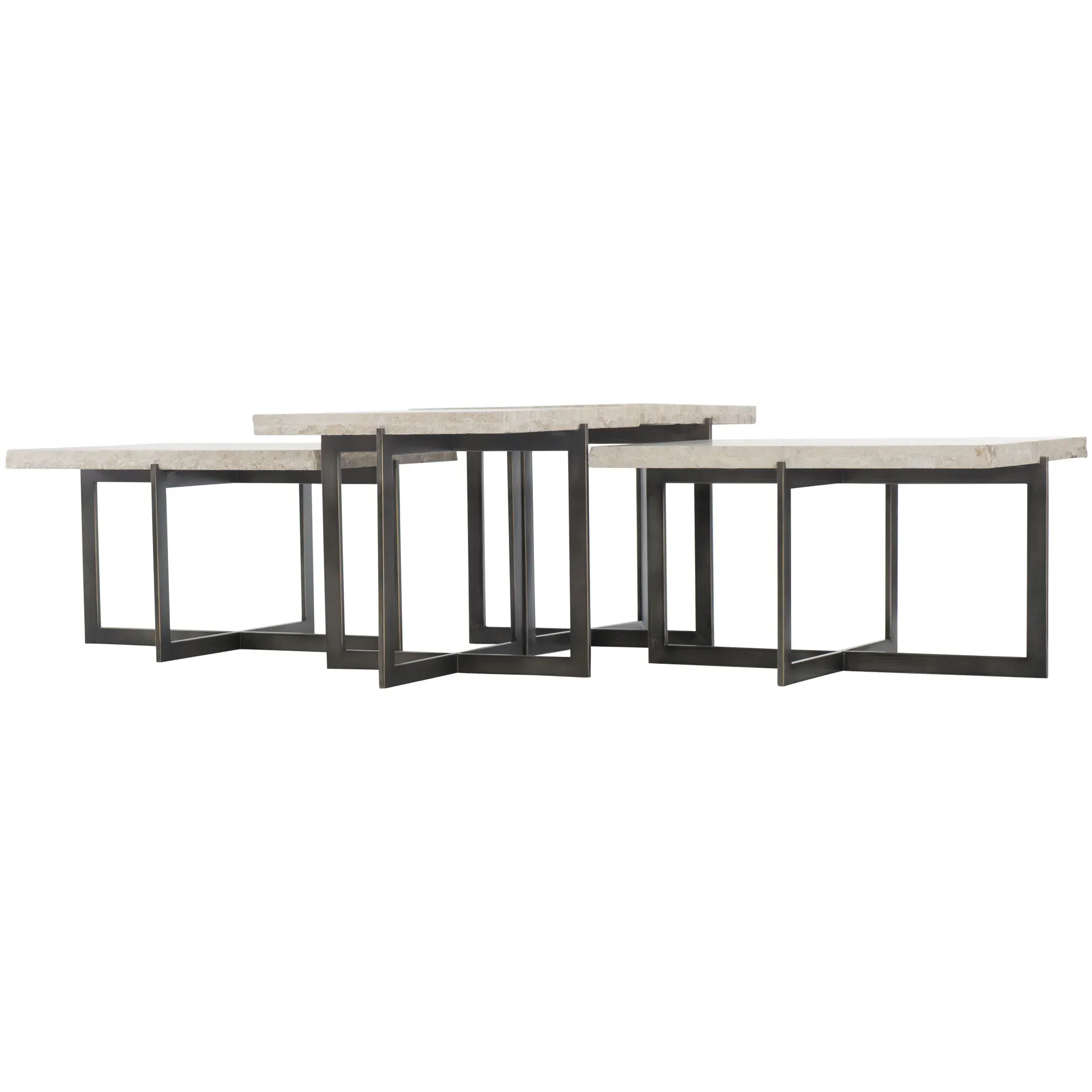 Hilda Square Coffee Table - Grey, Travertine Stone