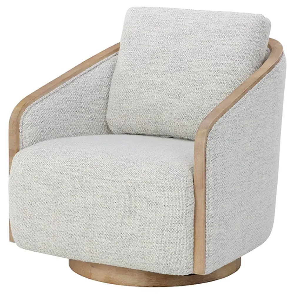 Hines Swivel Lounge Chair - Brown, Merino Cotton