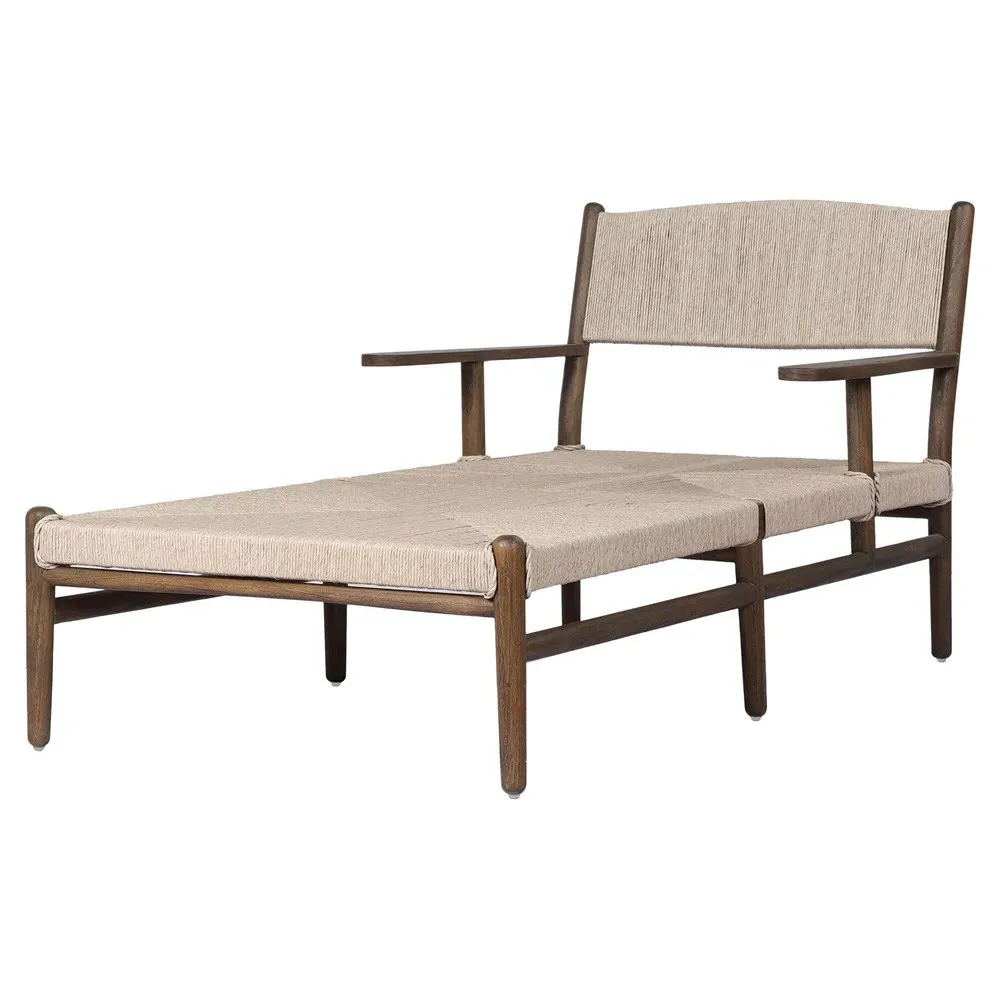 Hirom Outdoor Chaise Lounge - Brown, Teak