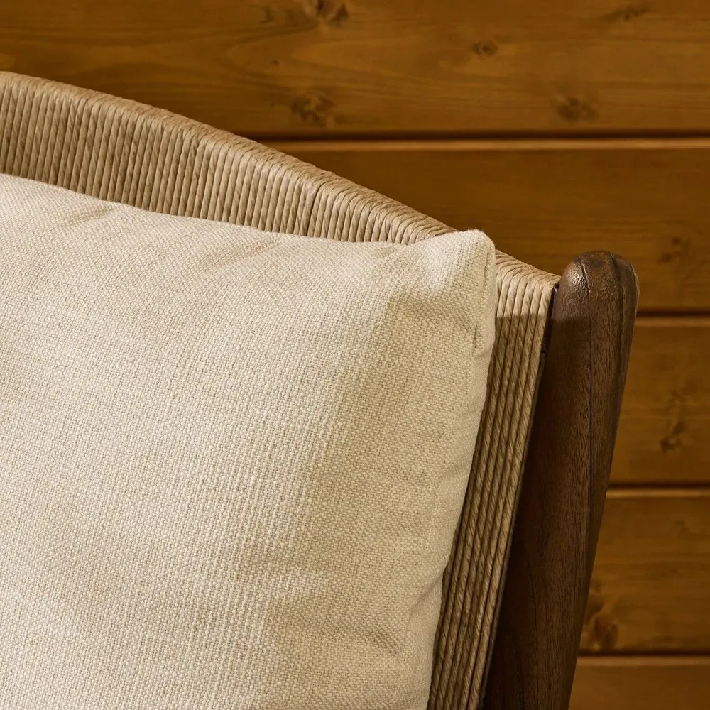 Hirom Outdoor Chaise Lounge with Cushion - Cream, Teak