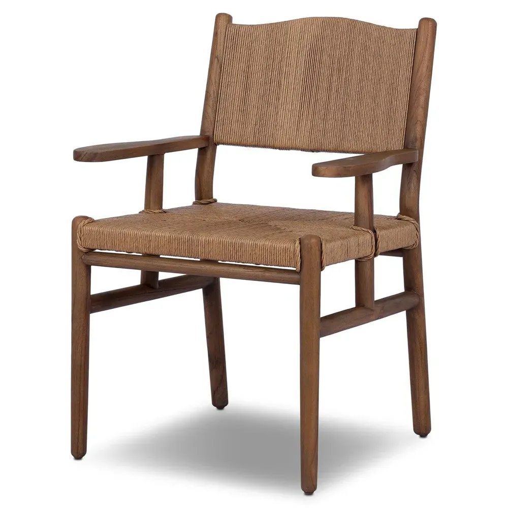 Hirom Outdoor Dining Arm Chair - Brown, Teak