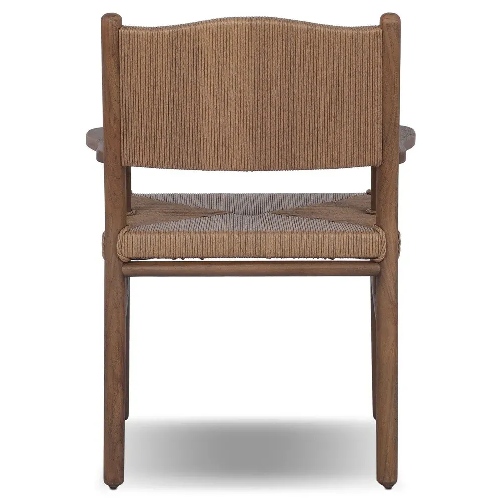 Hirom Outdoor Dining Arm Chair - Brown, Teak