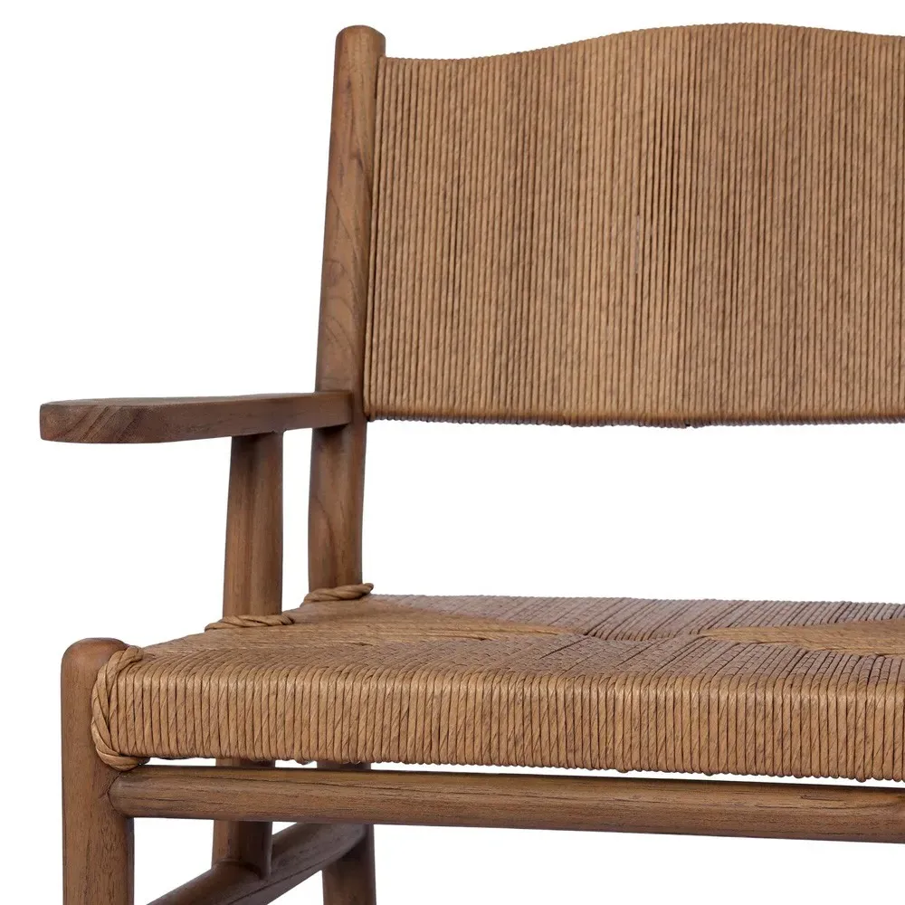 Hirom Outdoor Dining Arm Chair - Brown, Teak