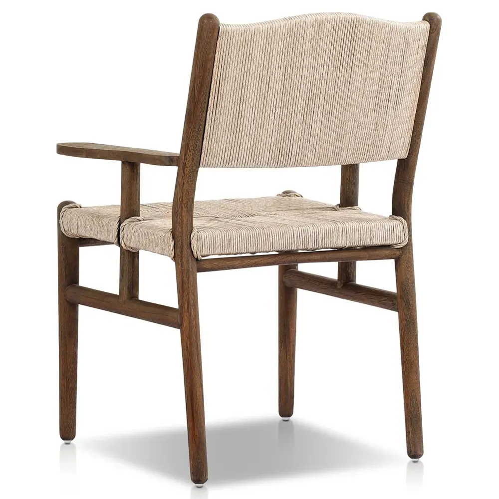 Hirom Outdoor Dining Arm Chair - White, Teak