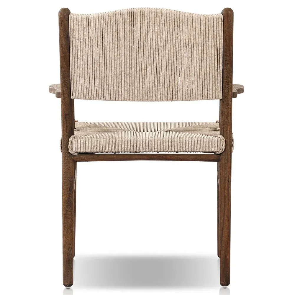 Hirom Outdoor Dining Arm Chair - White, Teak