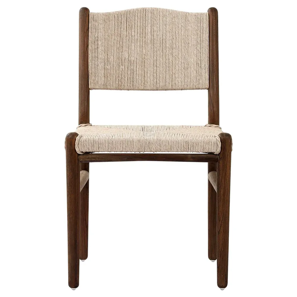 Hirom Outdoor Dining Chair - White, Teak