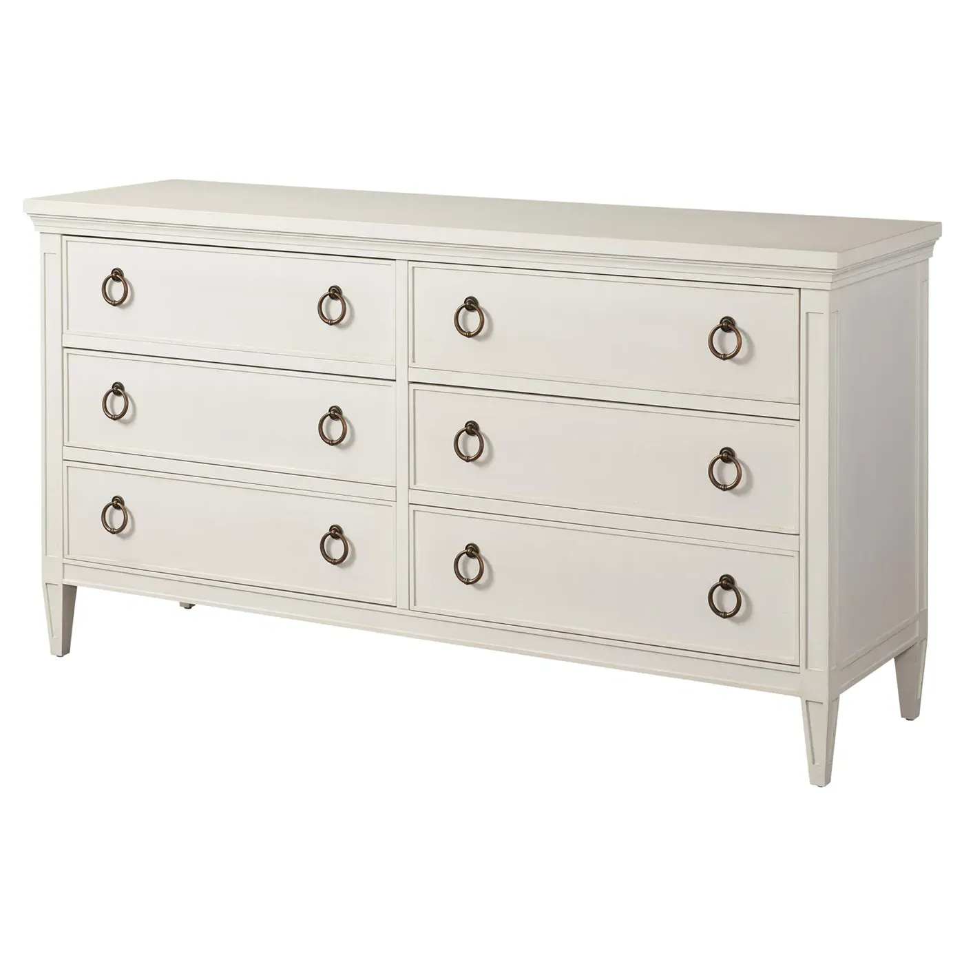 Hobie 6 Drawer Double Dresser with Metal Pull - White, Wood